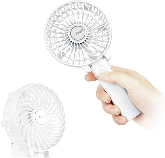 Handheld Fans [2X Crossbody Straps/2Xdiy Stickers] for Portable Fan and Phones -Up to 10H Rechargeable Foldable Hand Desktop Fan for Home and Travel - White
